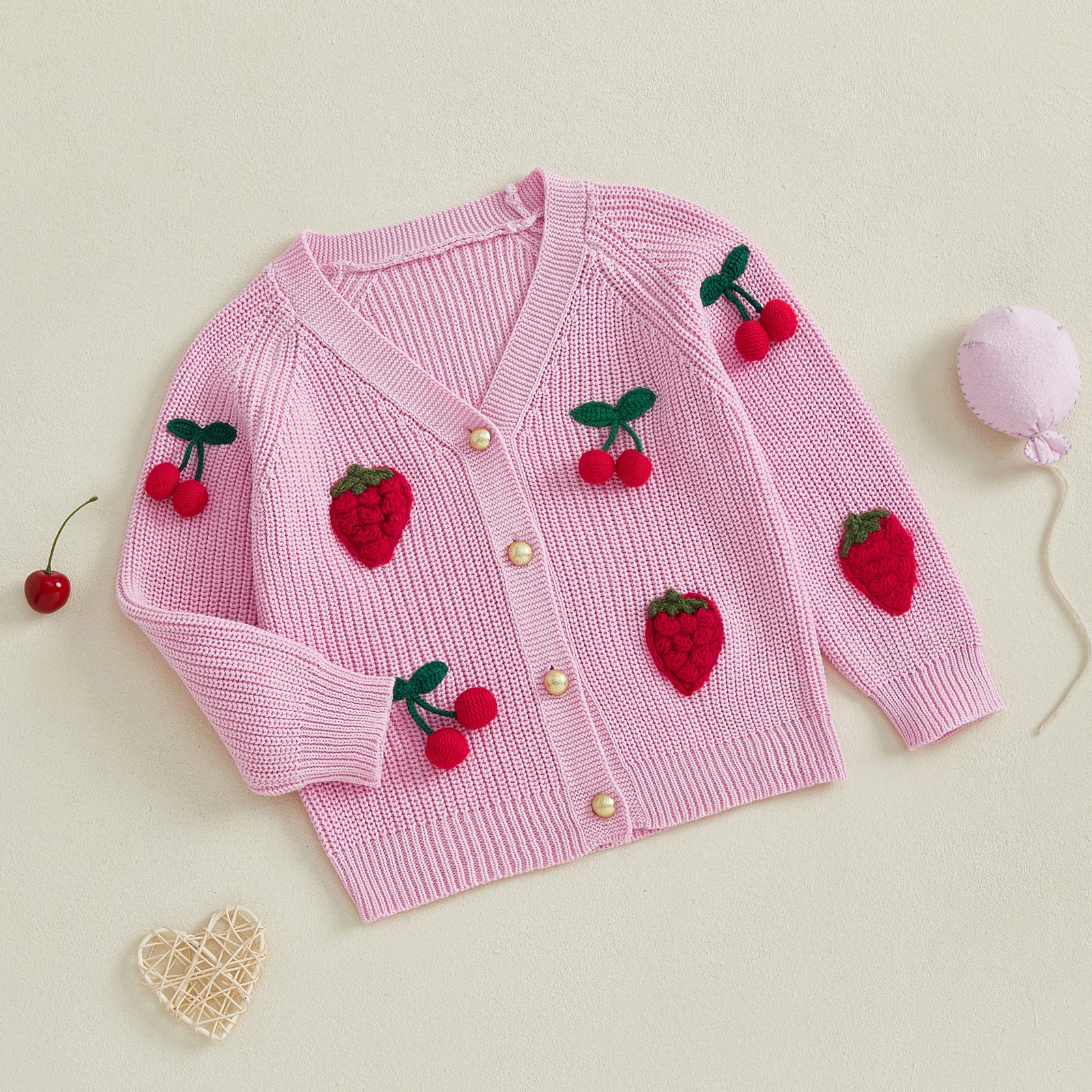 Strawberries & Cherries Embroidery Cardigan