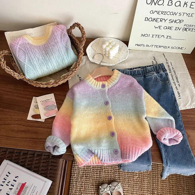 Ombre Rainbow Knit Pullover/Cardigan