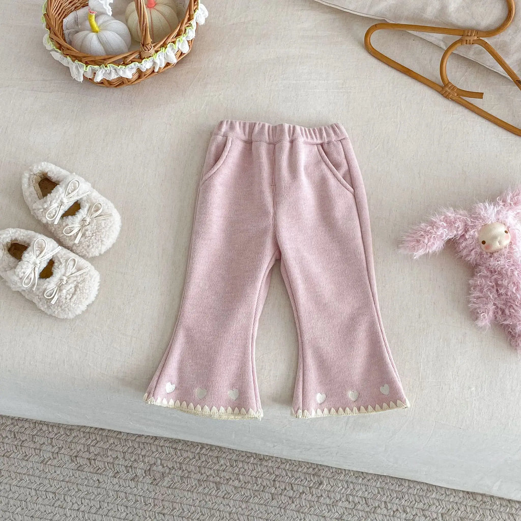 Ribbed Heart-Hem Flares