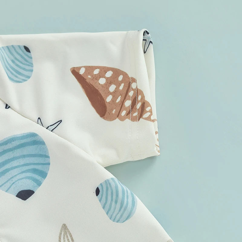 Seashell Print Swimsuit with Hat