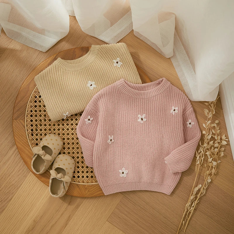 Flower Embroidery Knit Jumper