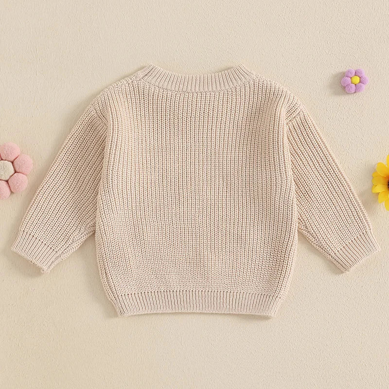 Mini Flower Embroidery Knit Pullover