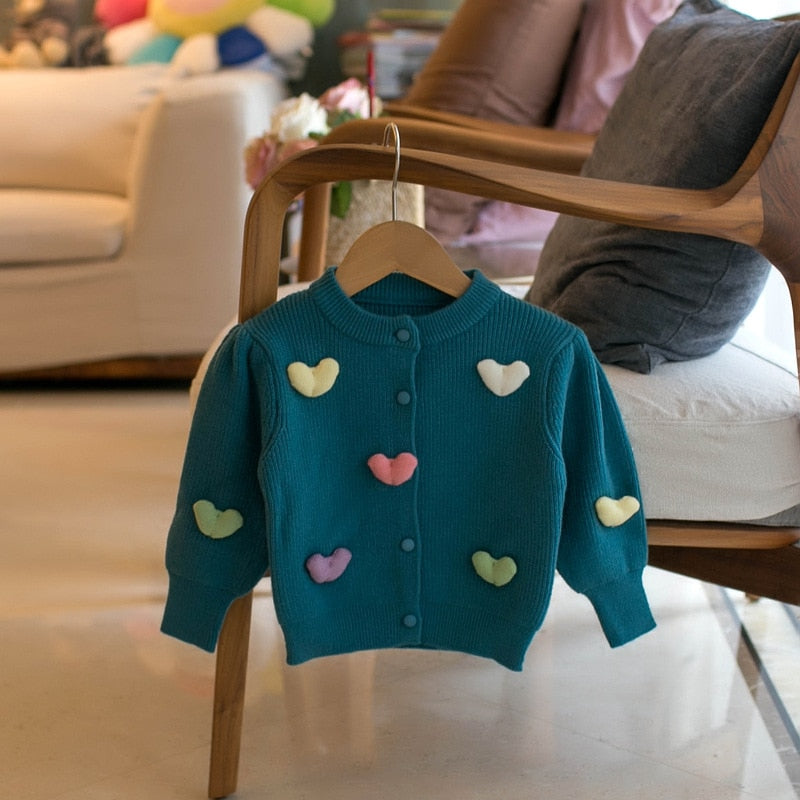 Pom Pom Heart Cardigan