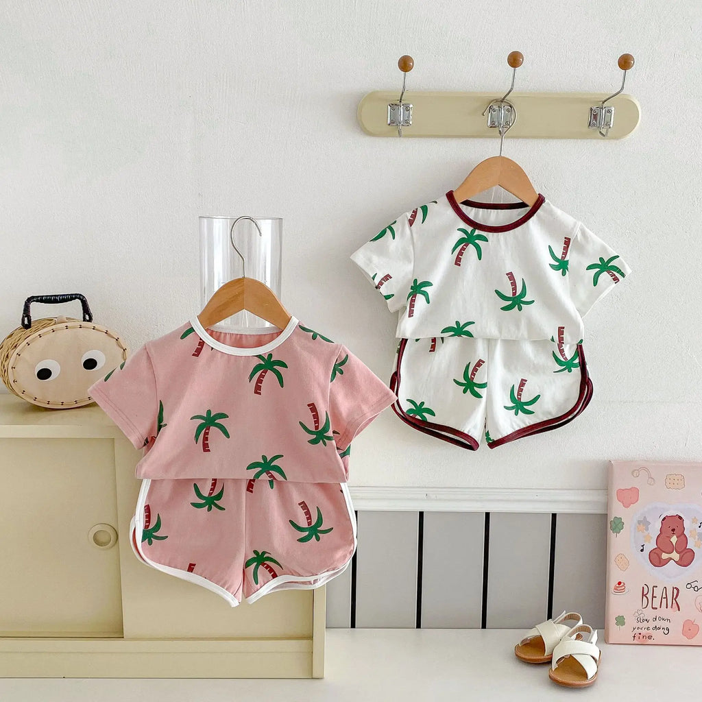Palm Print Shorts & Tee Set