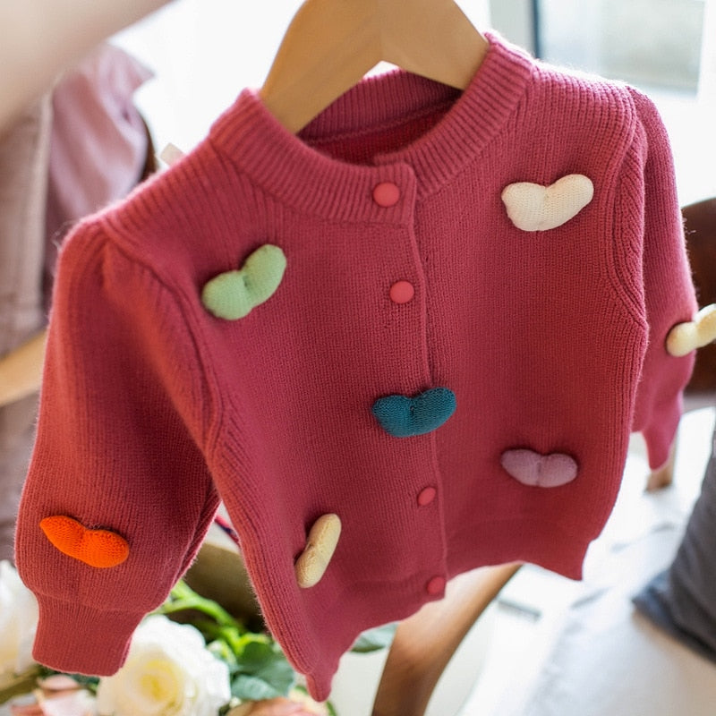 Pom Pom Heart Cardigan