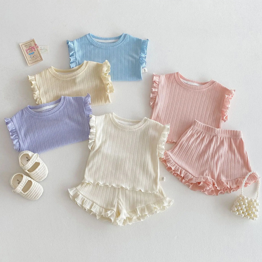 Ruffled Vest & Shorts Set