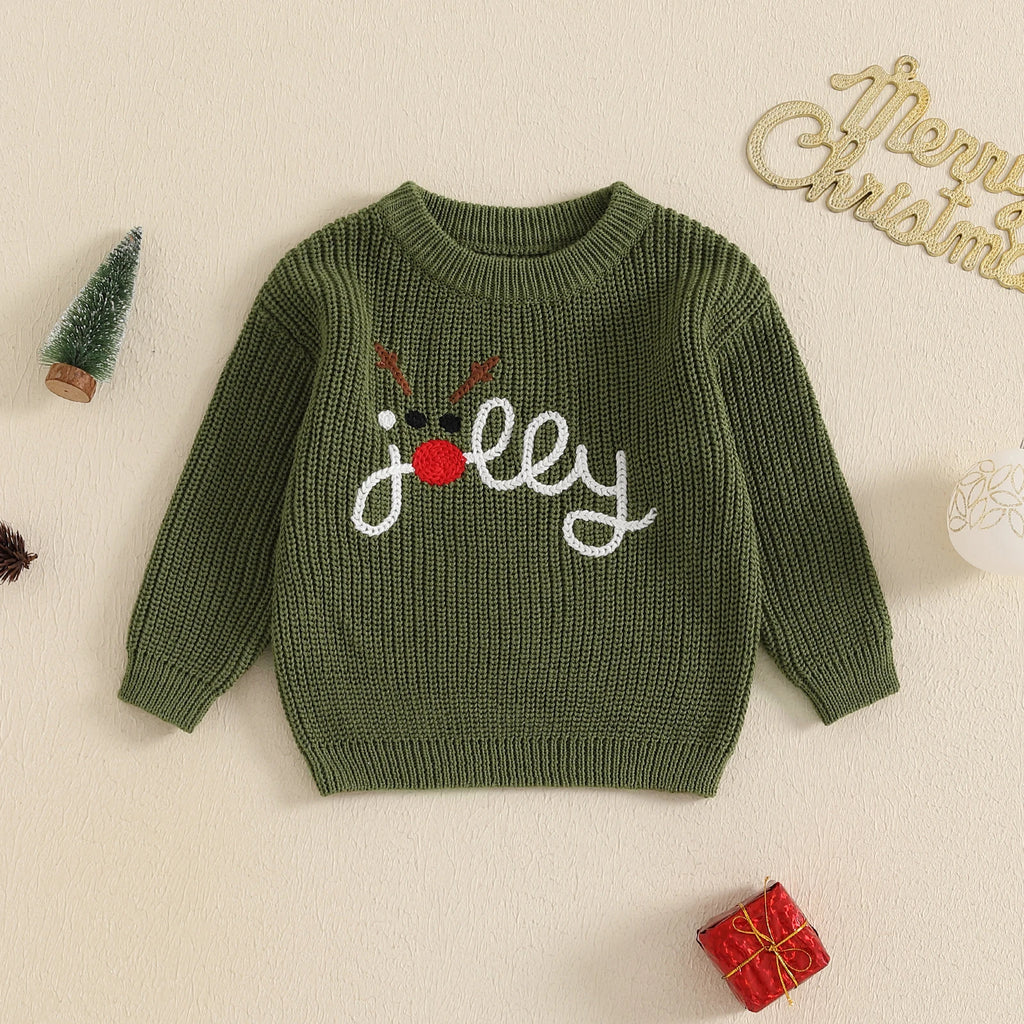 Jolly Reindeer Embroidery Jumper