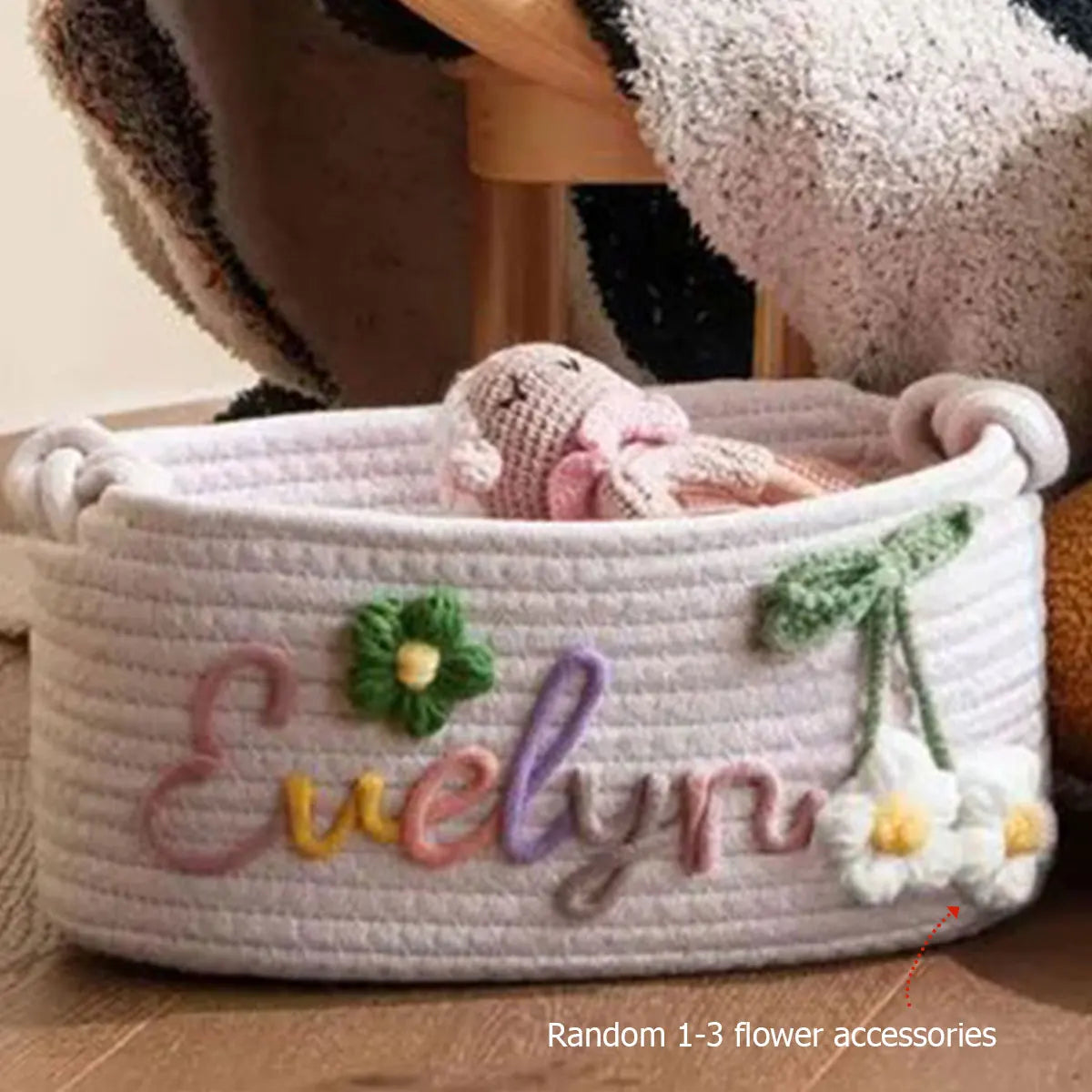 Personalised Name Cotton Rope Storage Basket