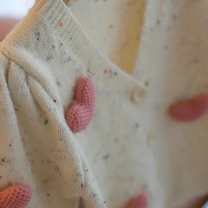 Crochet Knit Love Heart Cardigan
