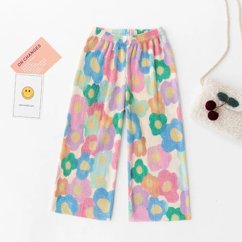 Patterned Wide Leg Trousers