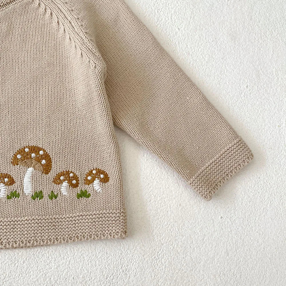 Neutral Toadstool Embroidery Cardigan