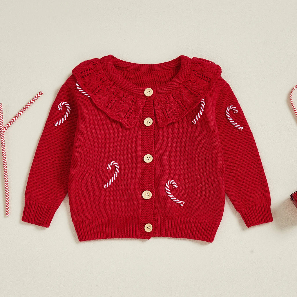 Candy Cane Embroidery Cardigan