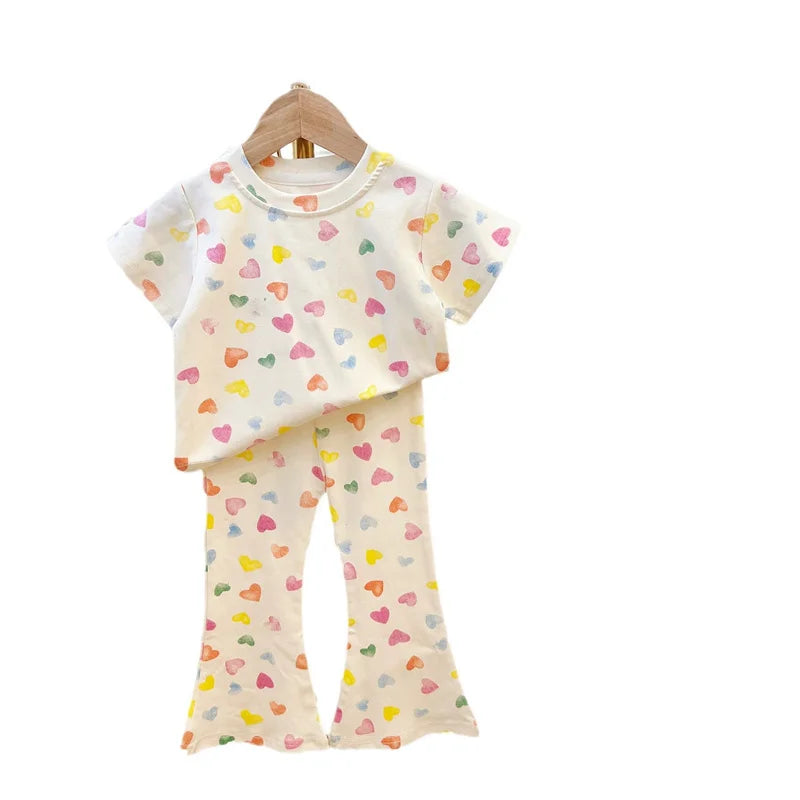 Heart Print Top & Flares Set