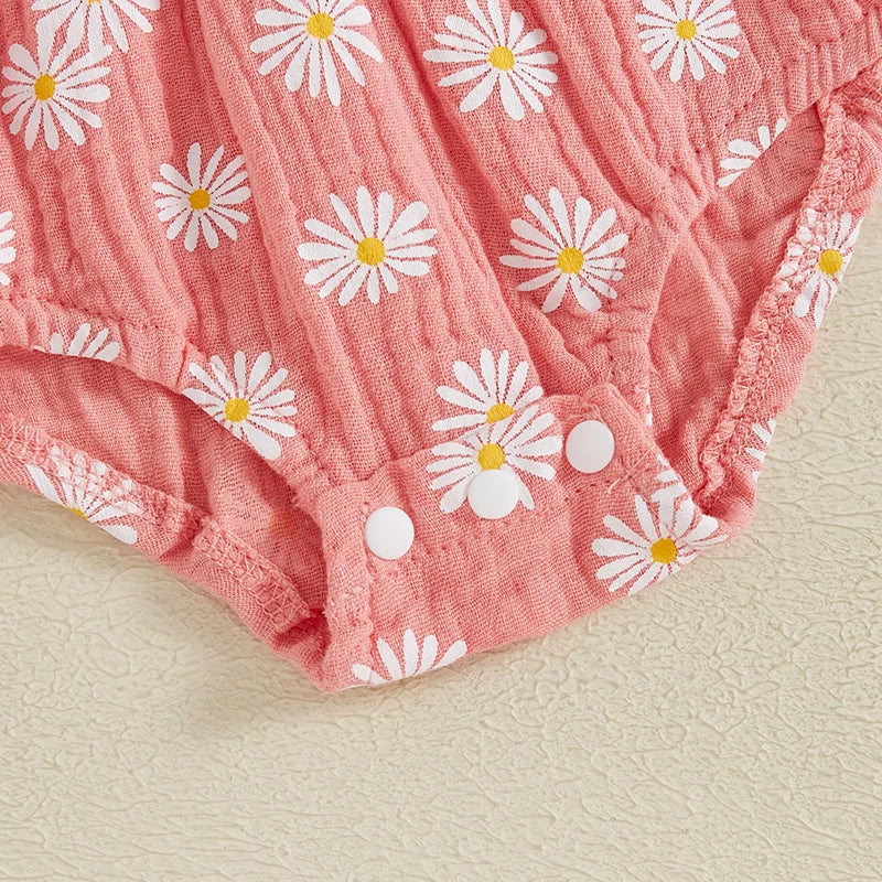 Long Sleeve Daisy Print Ruffle Romper & Headband set