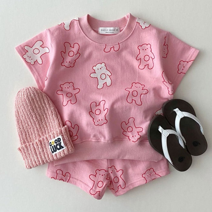 Cartoon Teddy Print Set