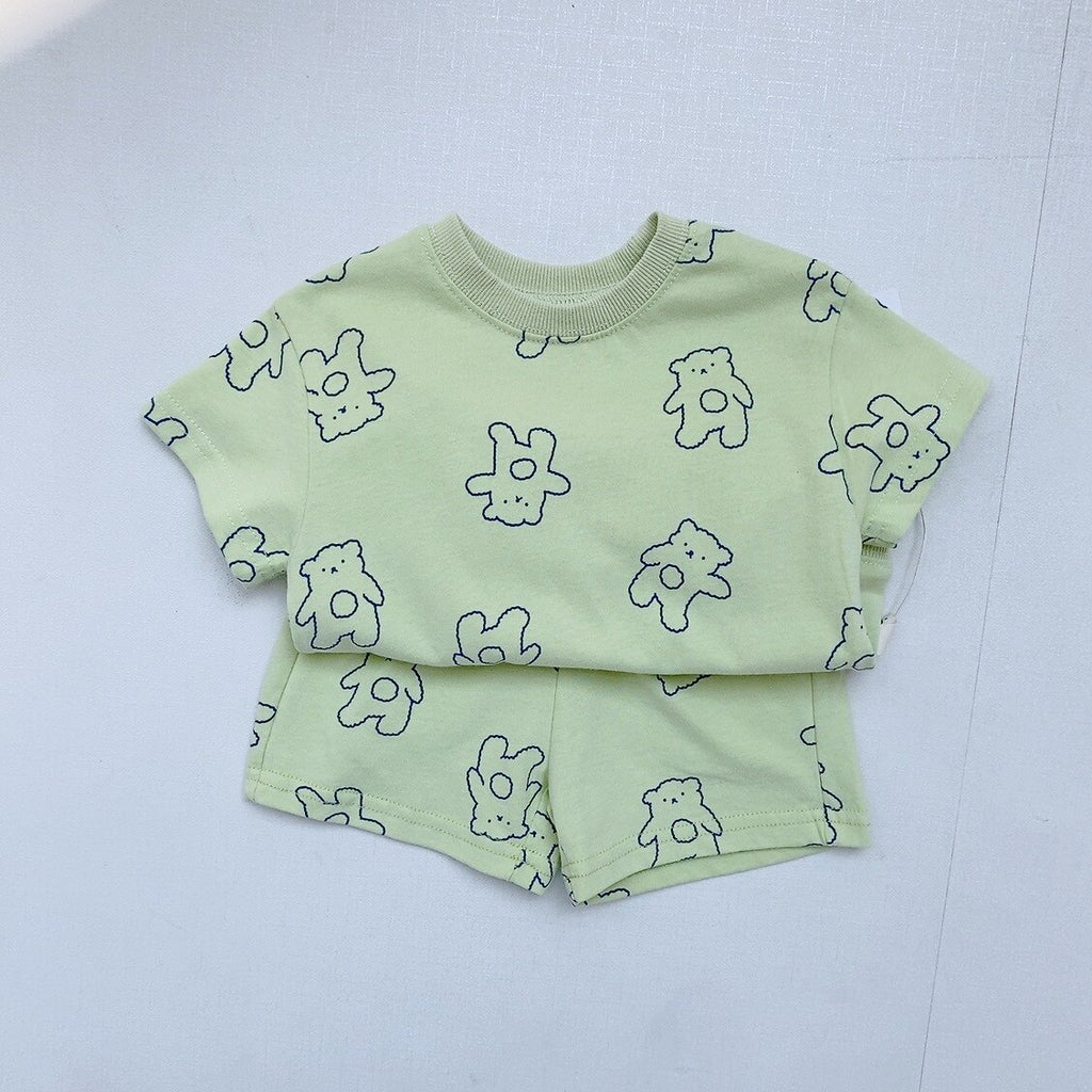 Cartoon Teddy Print Set