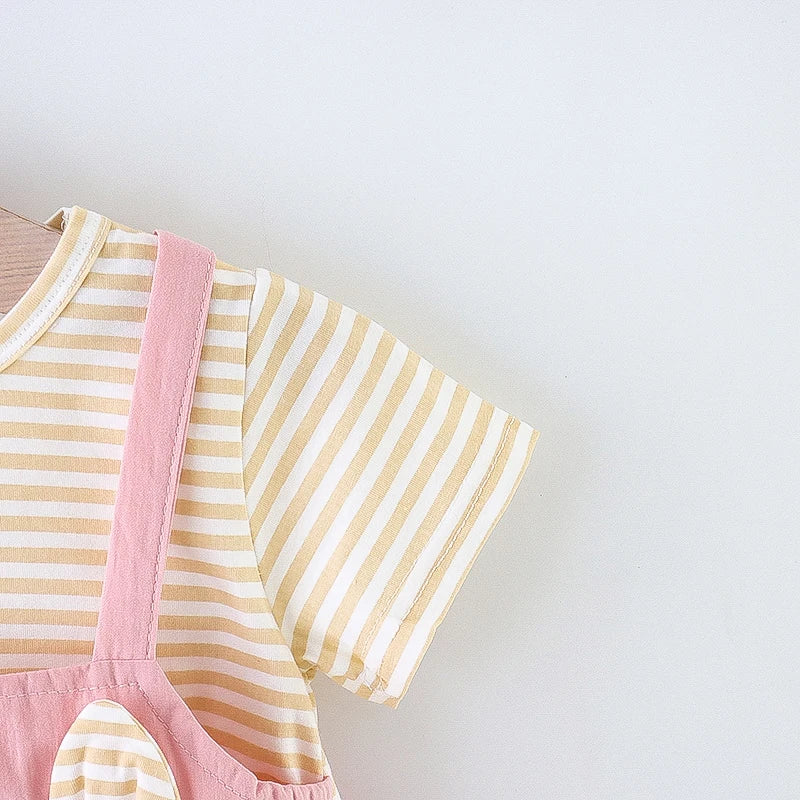 Sleepy Bunny Striped Suspender Dress