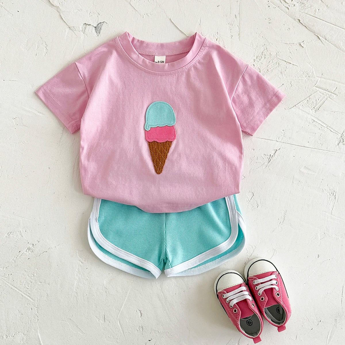 Retro Ice-cream Tee & Shorts Set