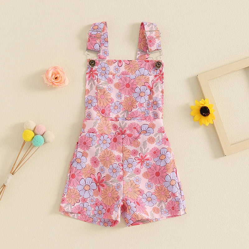 Peony, Sunflowers & Rainbow Print Dungarees