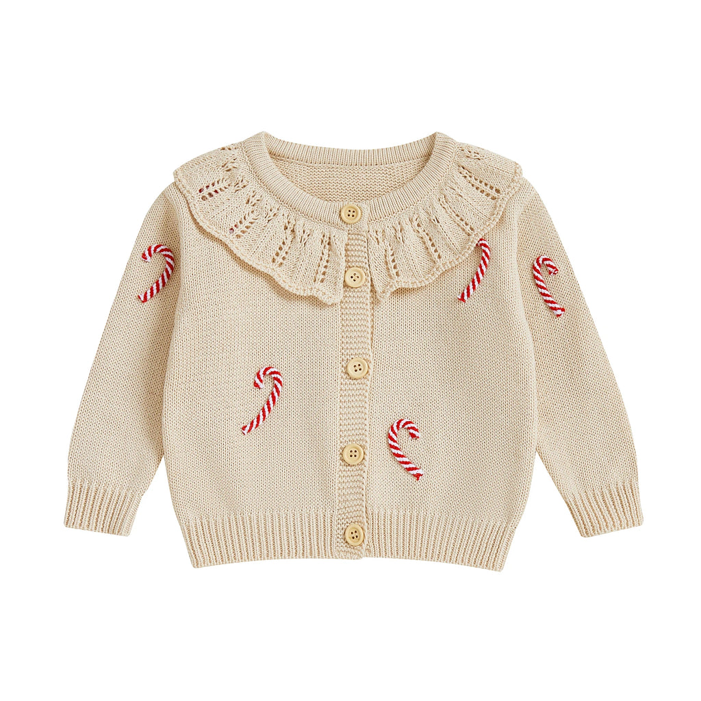 Candy Cane Embroidery Cardigan