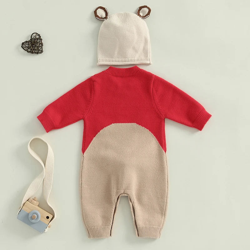 Reindeer Romper & Pom Pom Hat Set