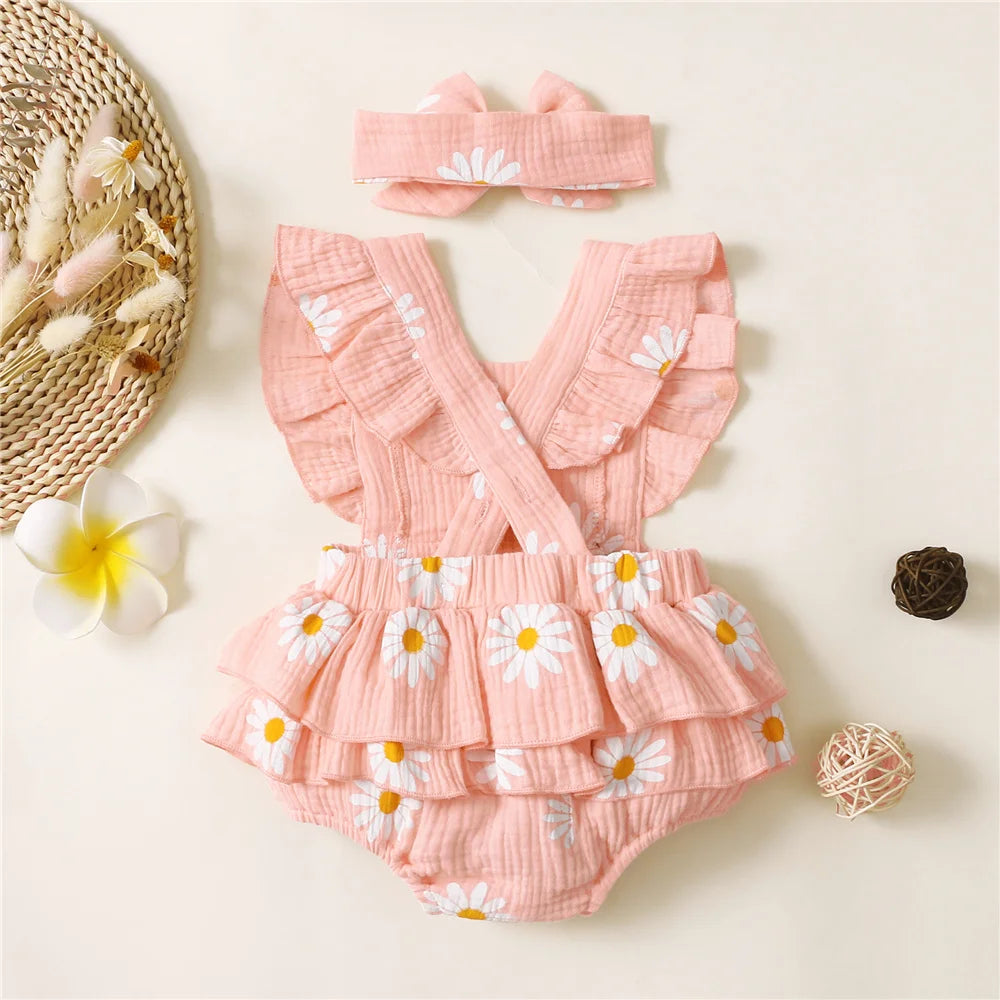 Daisy Ruffle Romper & Headband