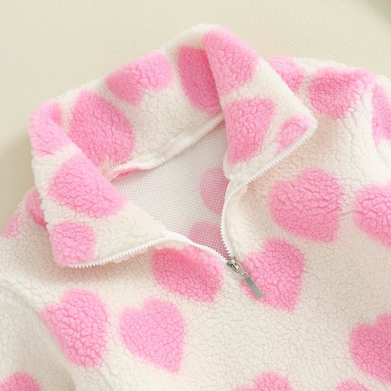 Pink Love Heart Fleece