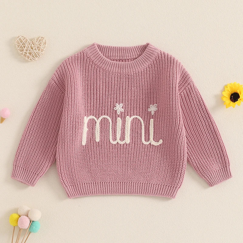 Mama and Mini Embroidered Matching Cable Knit Jumpers