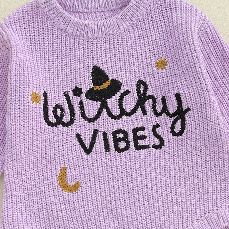 Witchy Vibes Embroidery Knit Romper