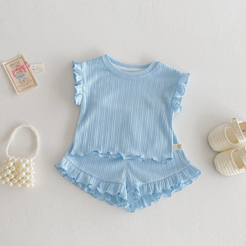 Ruffled Vest & Shorts Set