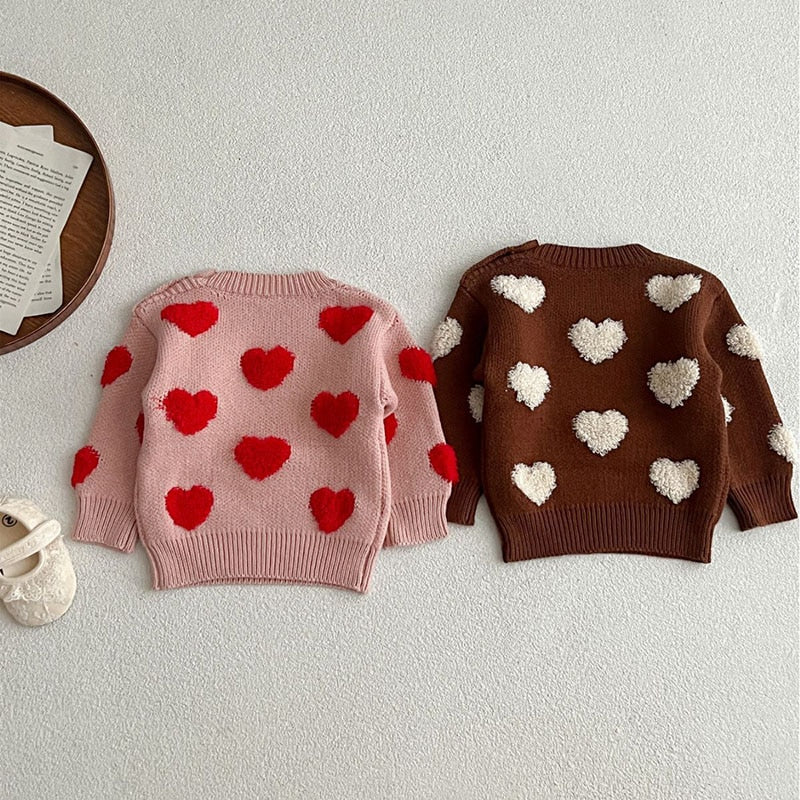 Fuzzy Heart Knit Pullover