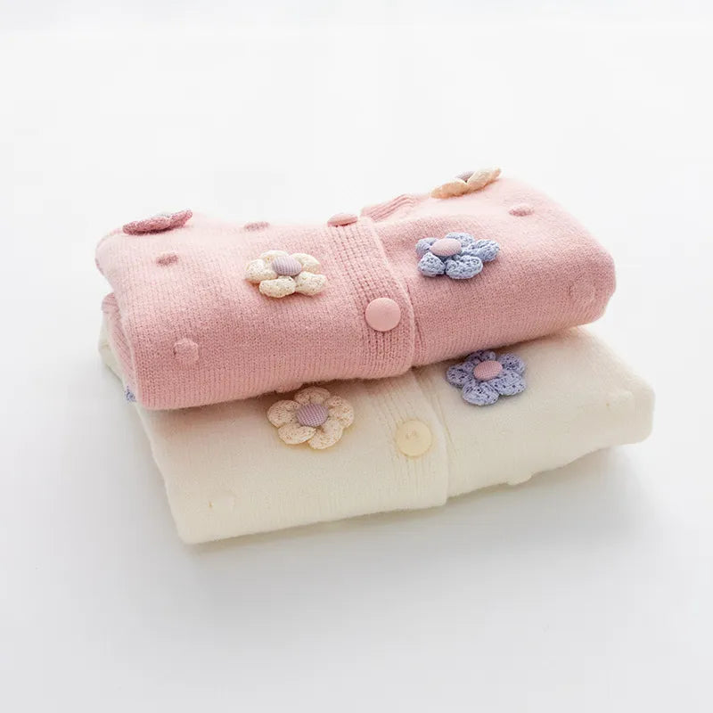 Pastel Crochet Flower Knit Cardigan