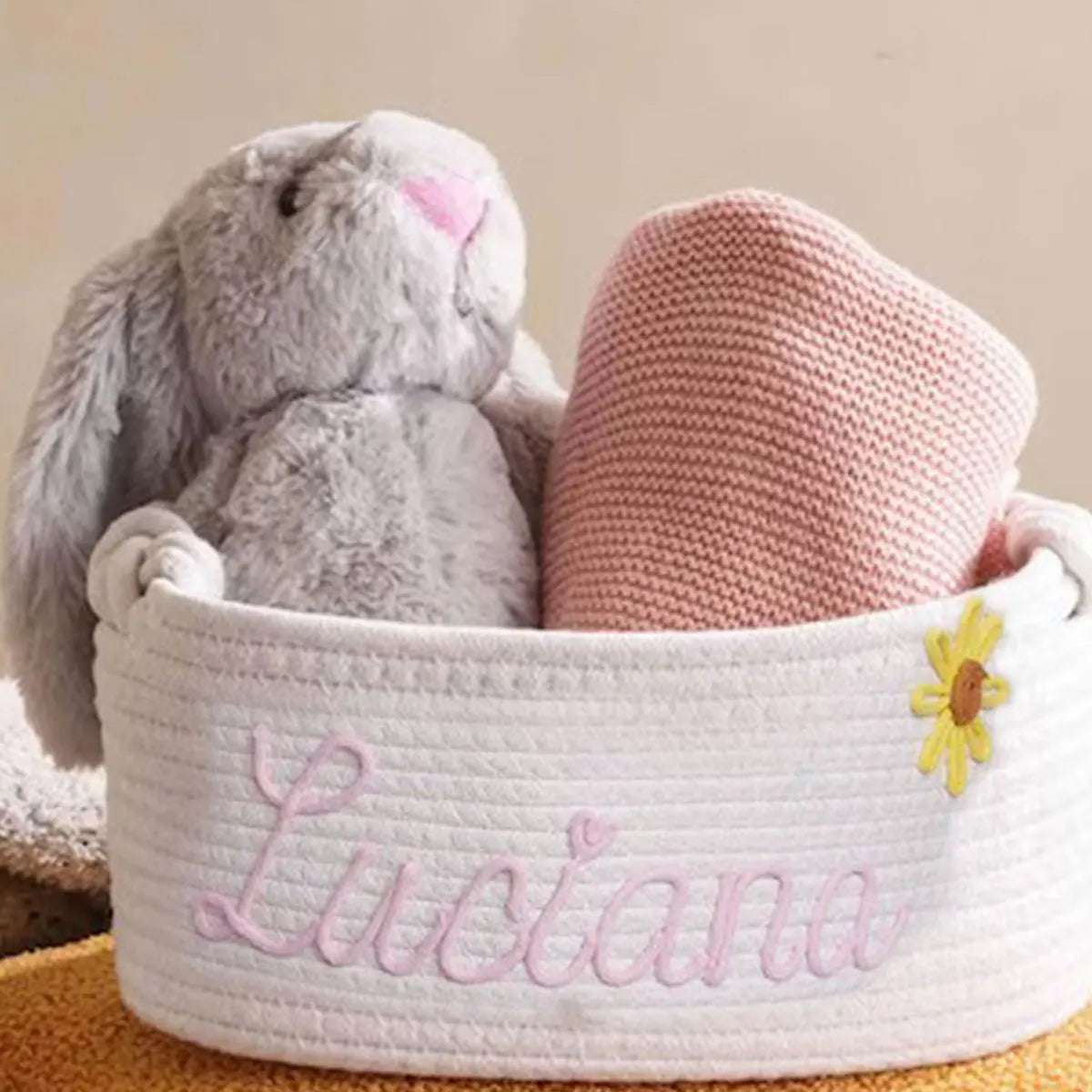 Personalised Name Cotton Rope Storage Basket