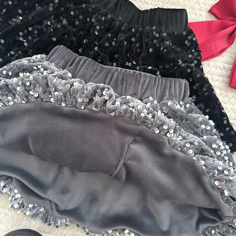 Sequin Bow Cardigan + Sequin Skirt Set