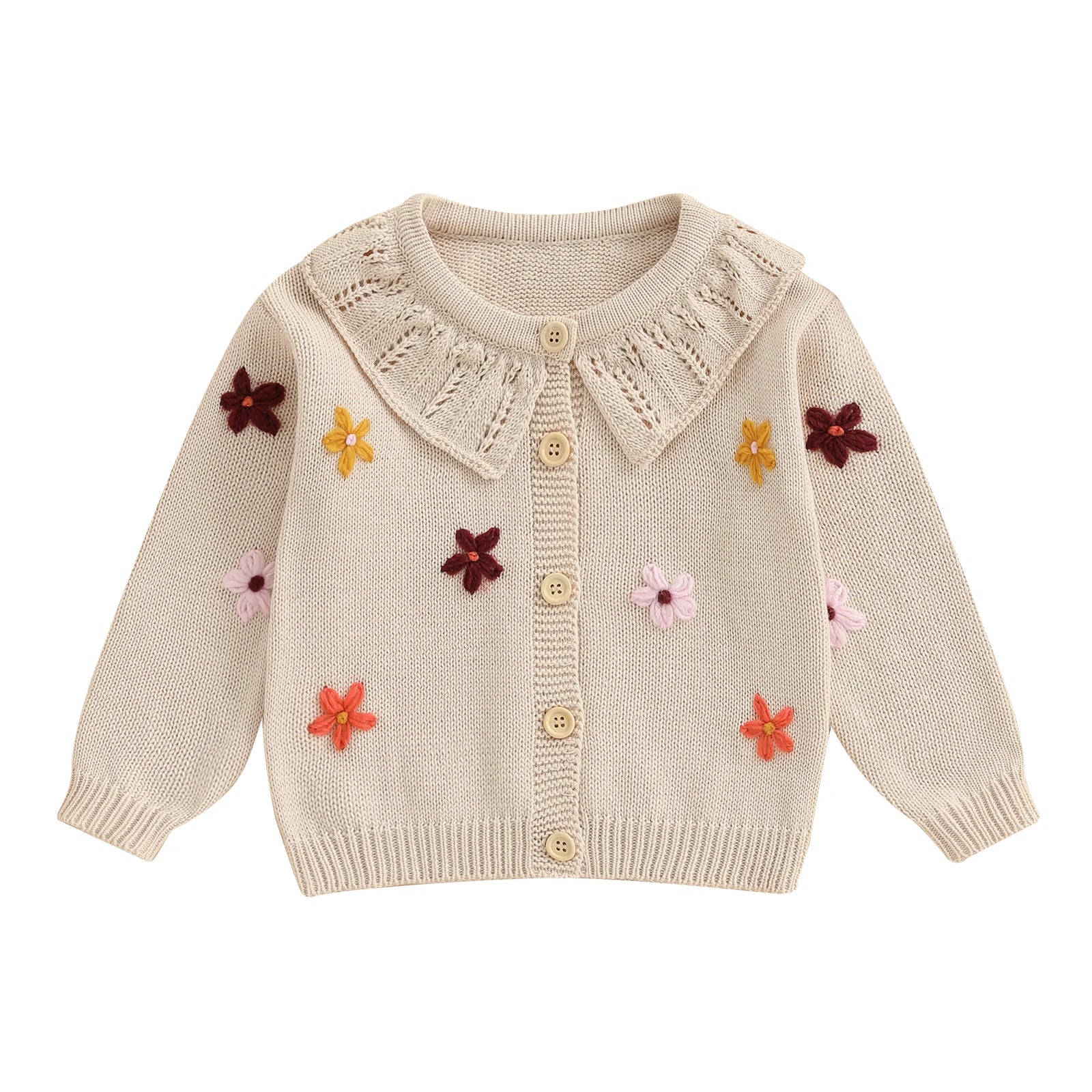 Floral Embroidered Peter Pan Collar Cardigan