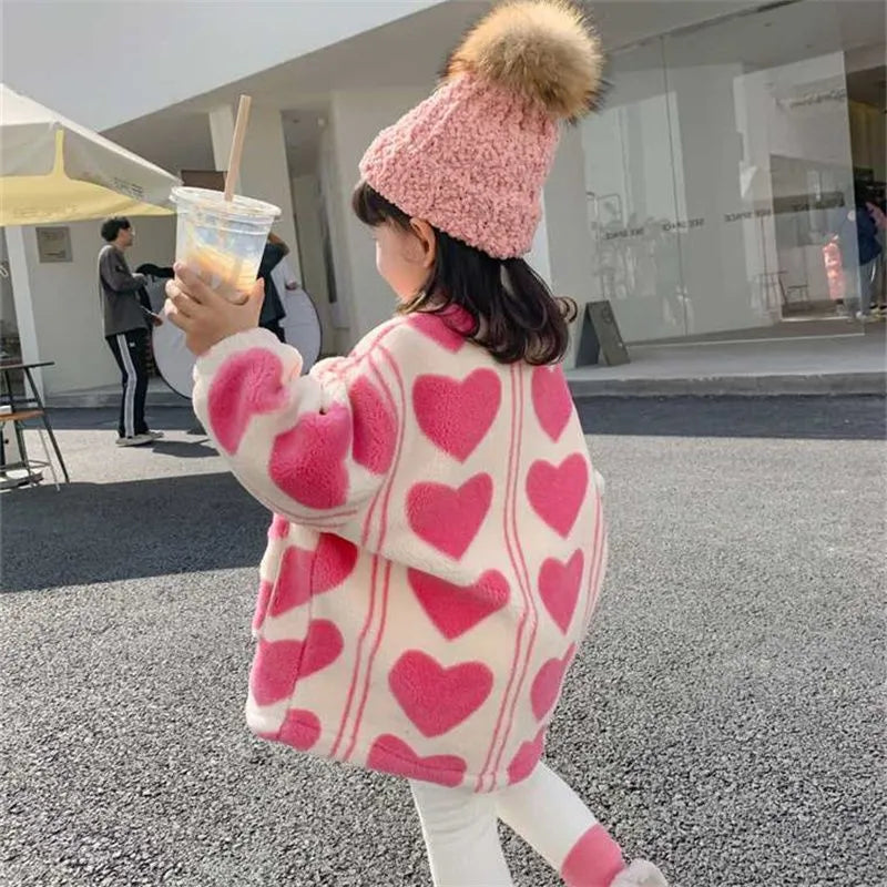 Pink Heart Fleece Coat
