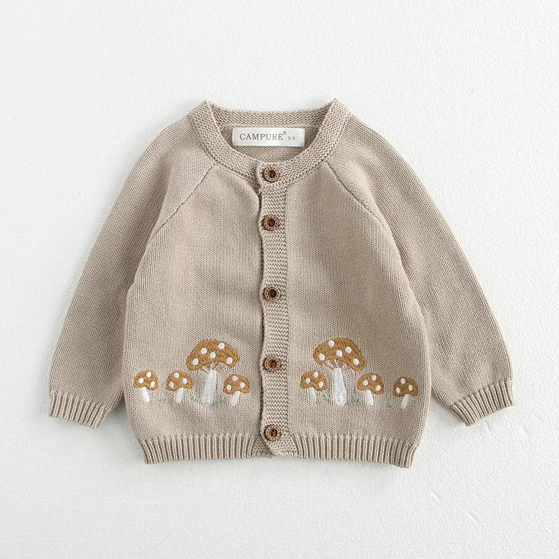 Neutral Toadstool Embroidery Cardigan