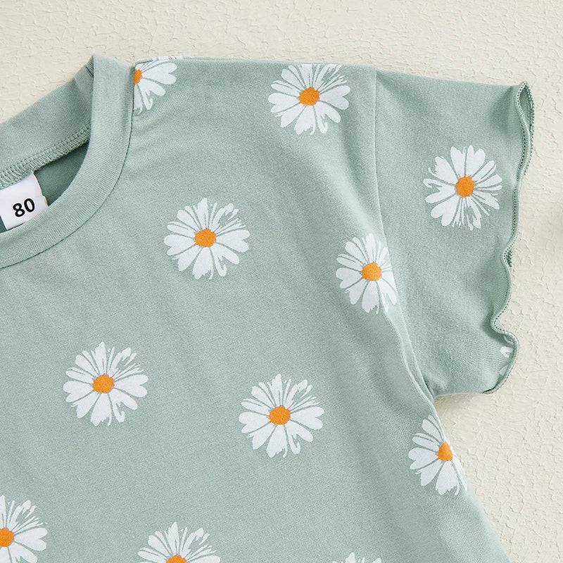Daisy Print Tee & Wide Leg Trousers Set
