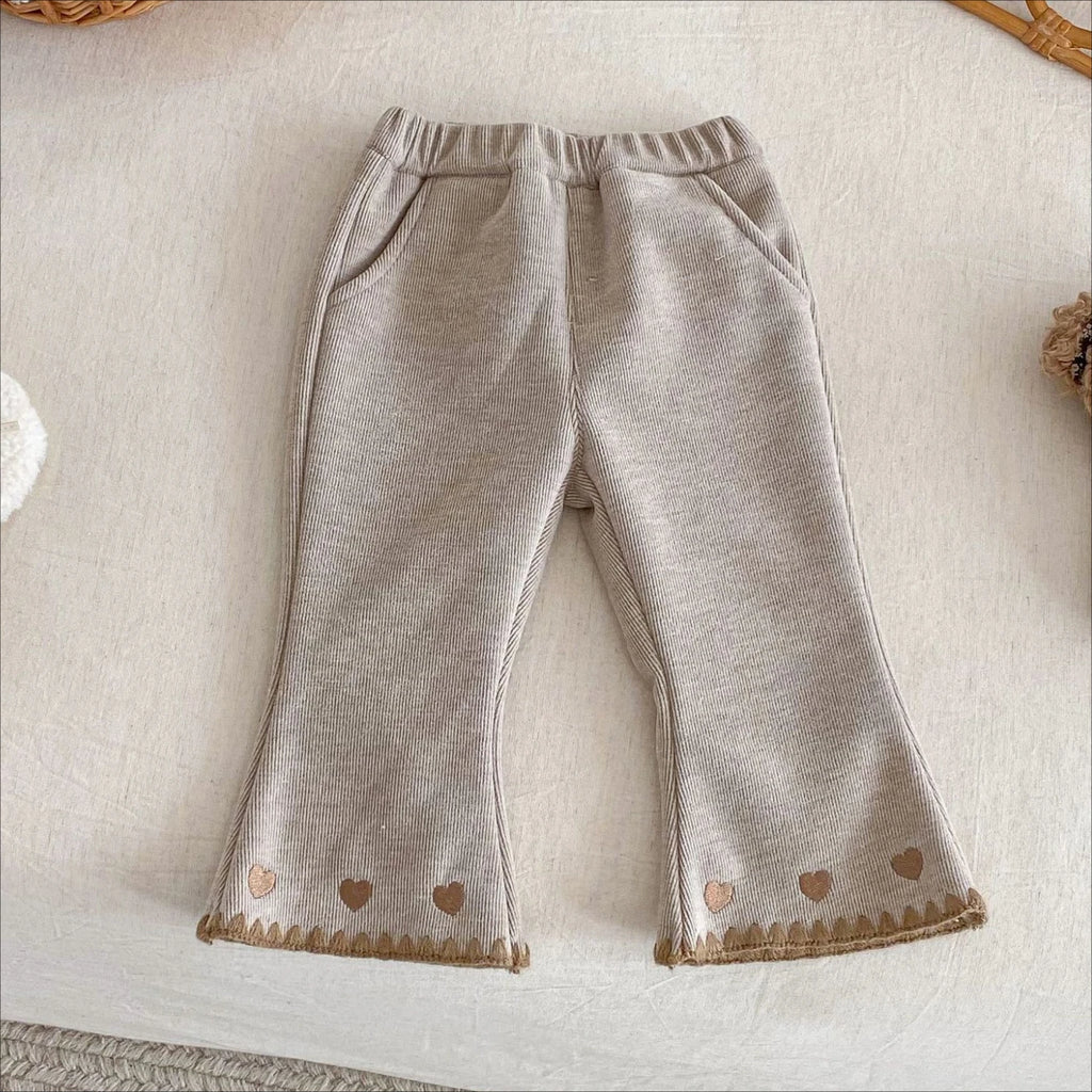 Ribbed Heart-Hem Flares