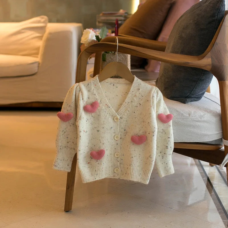 Crochet Knit Love Heart Cardigan