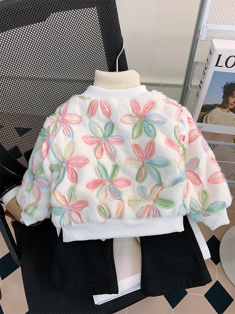 Plush Flower Sequin Jacket