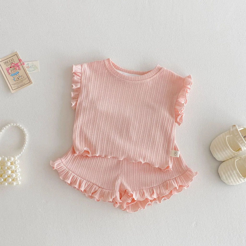 Ruffled Vest & Shorts Set