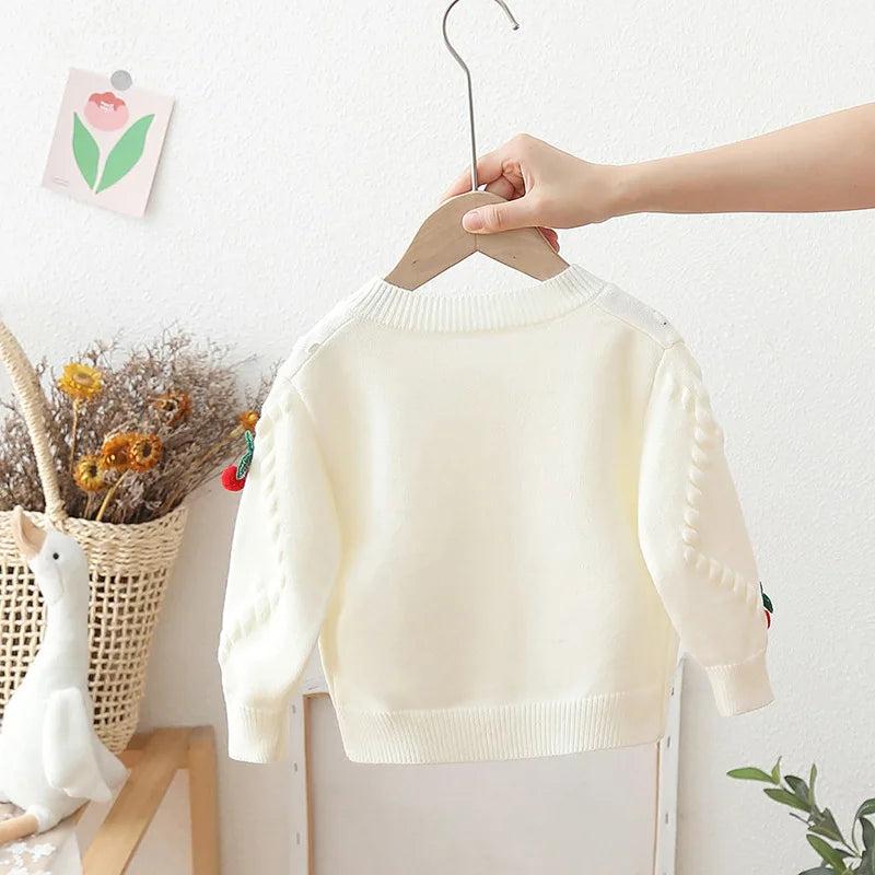 Cherry Embroidered Knitted Cardigan