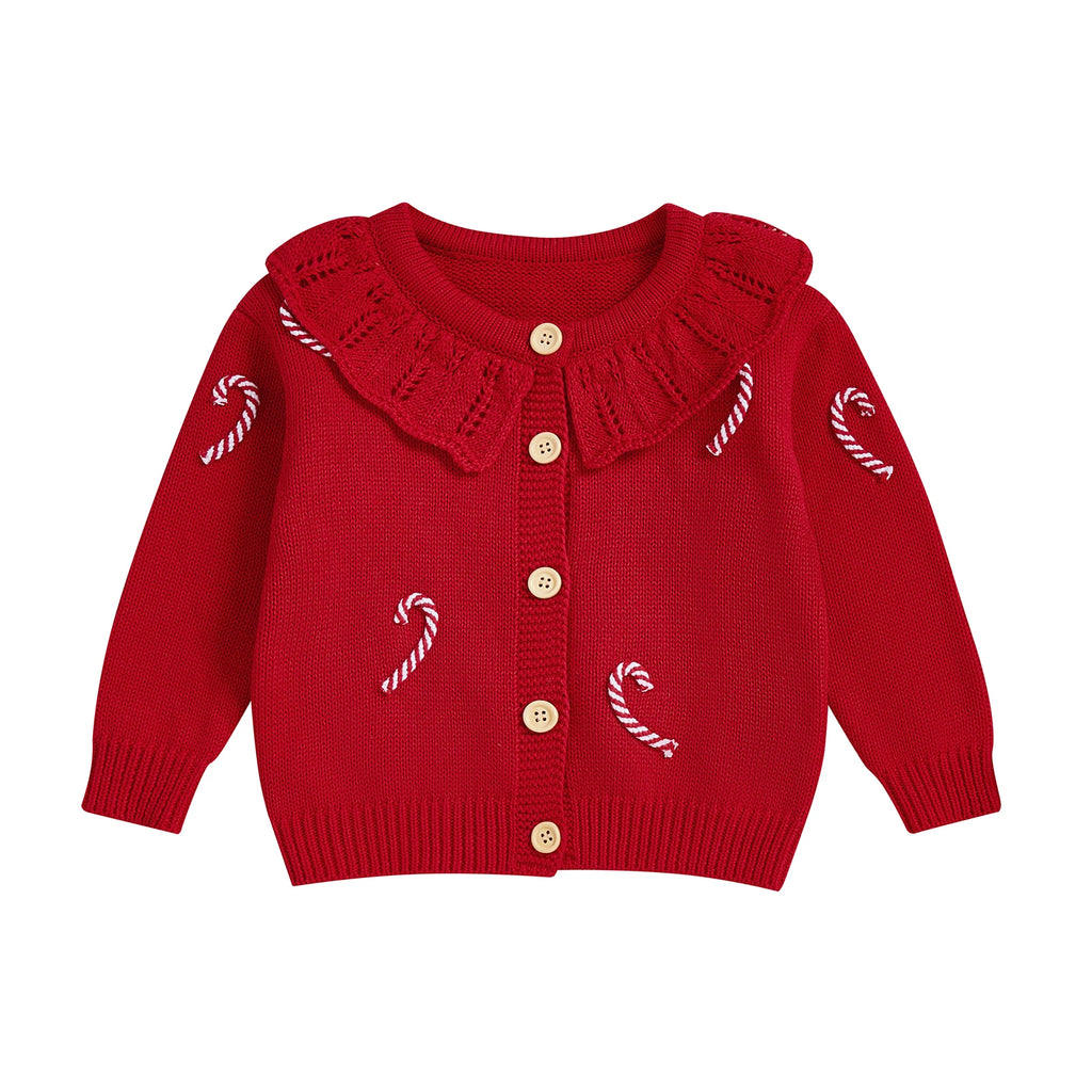 Candy Cane Embroidery Cardigan