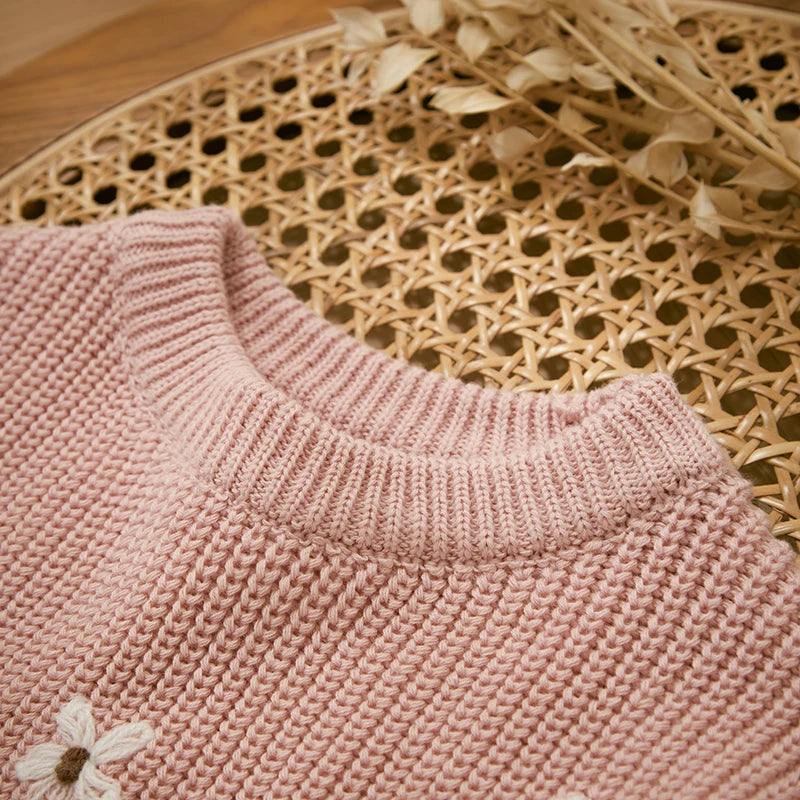 Flower Embroidery Knit Jumper