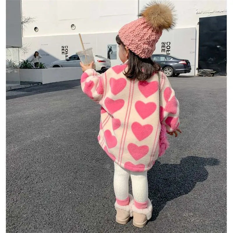 Pink Heart Fleece Coat