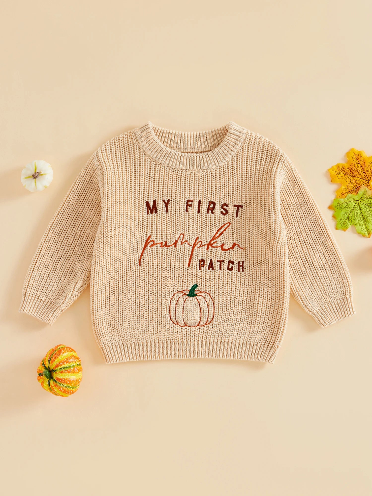 My First Pumpkin Patch Embroidery Knit Sweater