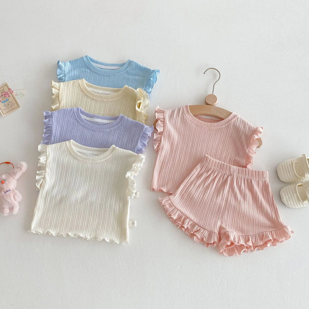 Ruffled Vest & Shorts Set