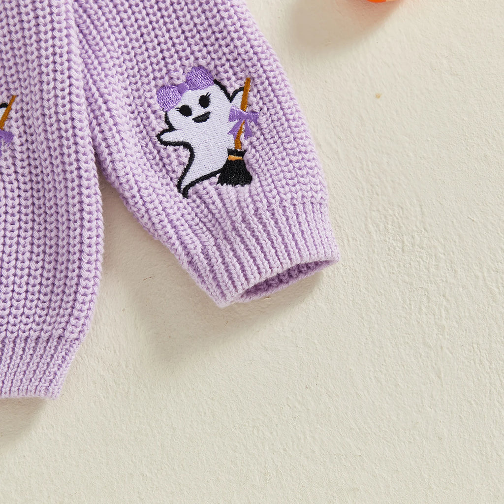 Little Boo Mini Ghost Embroidered Pullover
