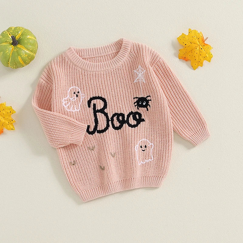 Boo Halloween Crochet Embroidery Jumper